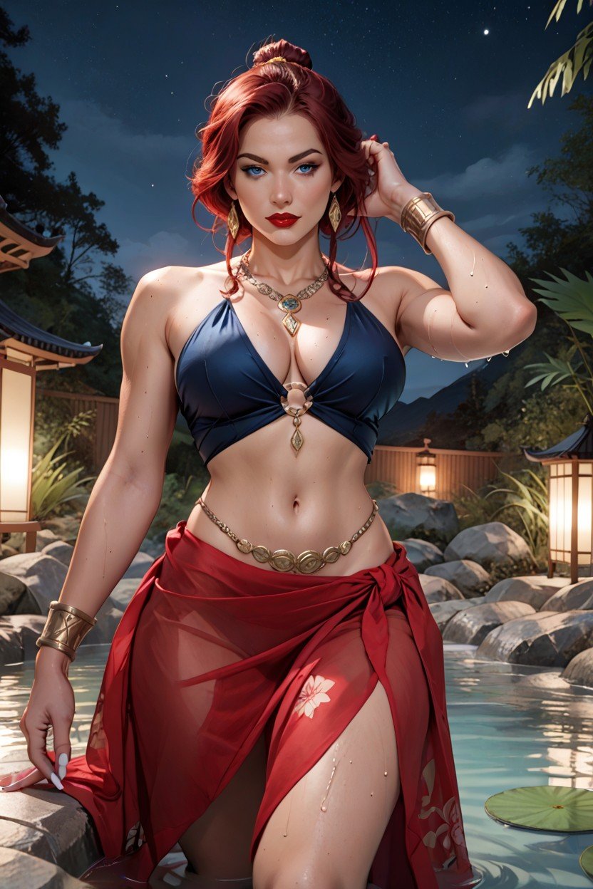 Ty Lee From Avatar The Last Airbender, Red Transparent Sarong, Legs Spread Hentai IA pornografia