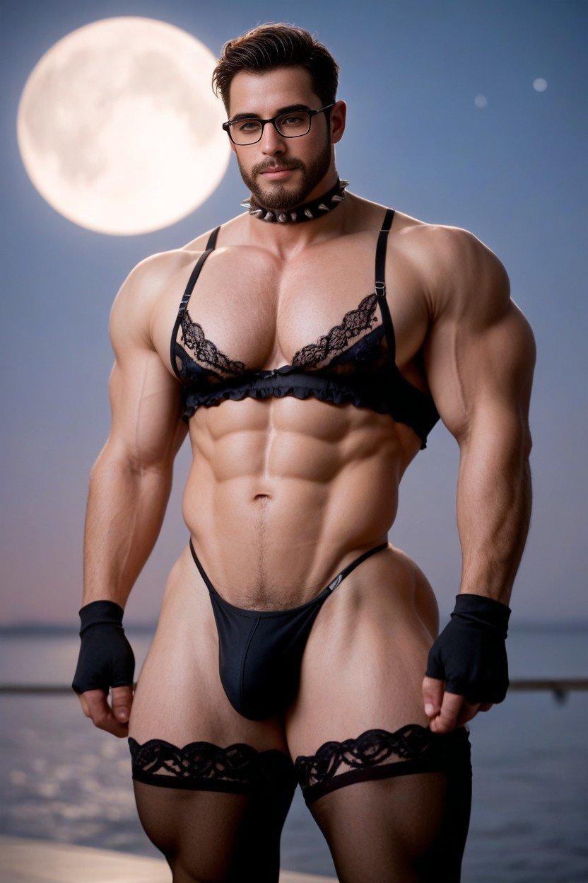 Muscular, Black Hair, Thick Thighs Pornografia gay com IA