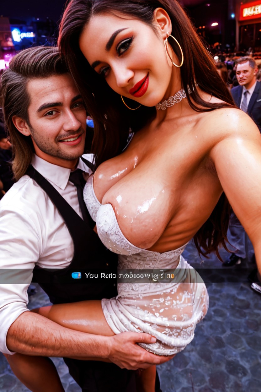 Dance Floor In Background, Blushing, Off Shoulder AI Porn