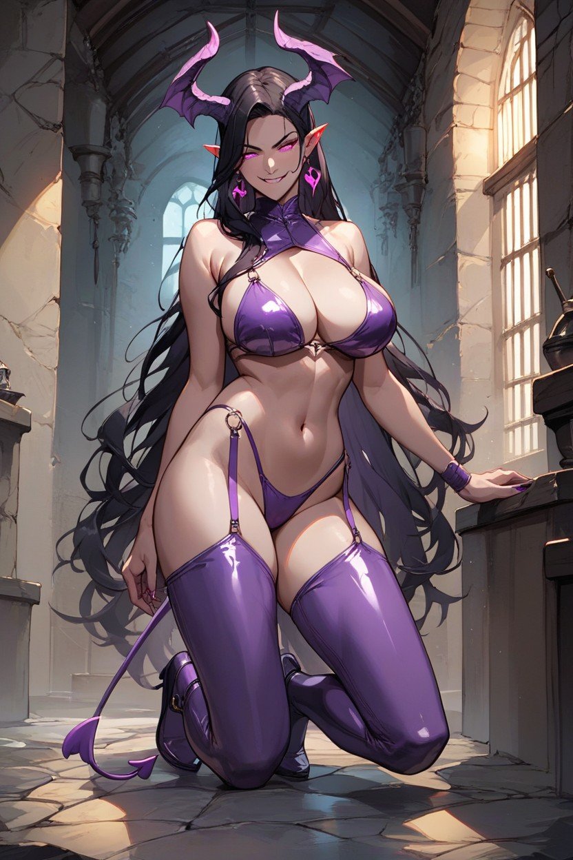 Purple Latex Bikini, 18+, Full BodyAI黃漫