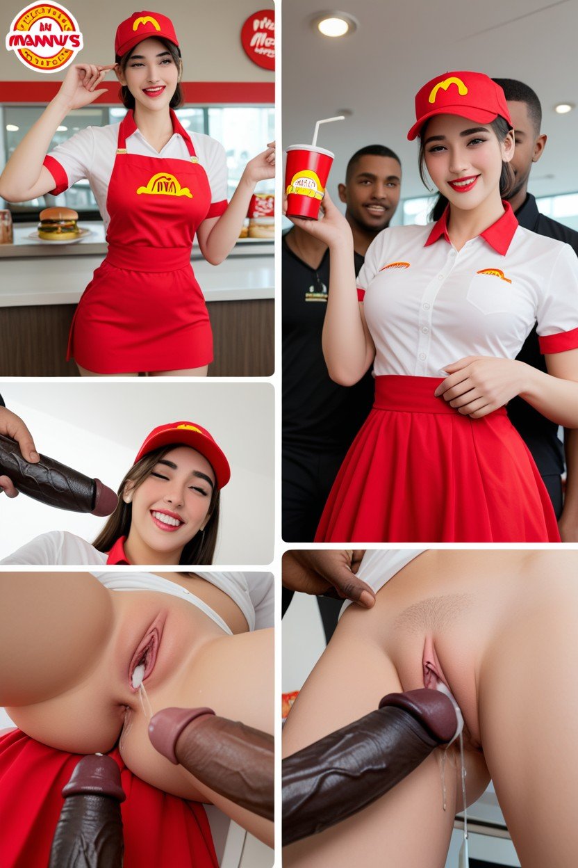 Black Cock In Ass, Woman Wearing White Mcdonalds Shirt, ムラムラアジアのAIポルノ