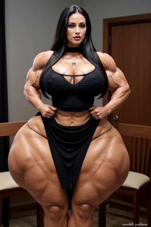 Thick Curvy Muscular Woman, Full Body, Gigantic Muscles Asian AI Porn