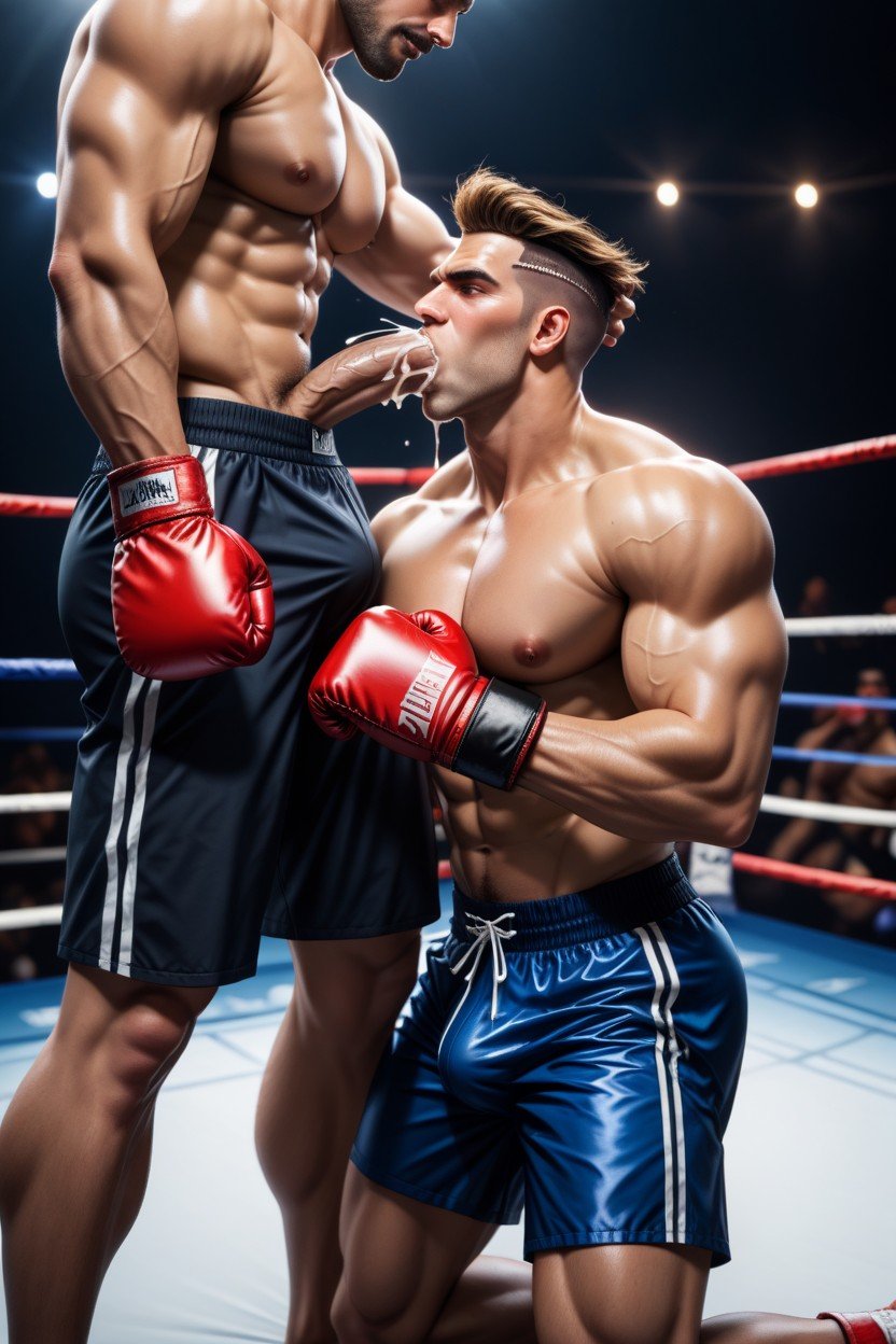 18+, Strong Jawline, Boxing Ring Setting AI Gay Porn