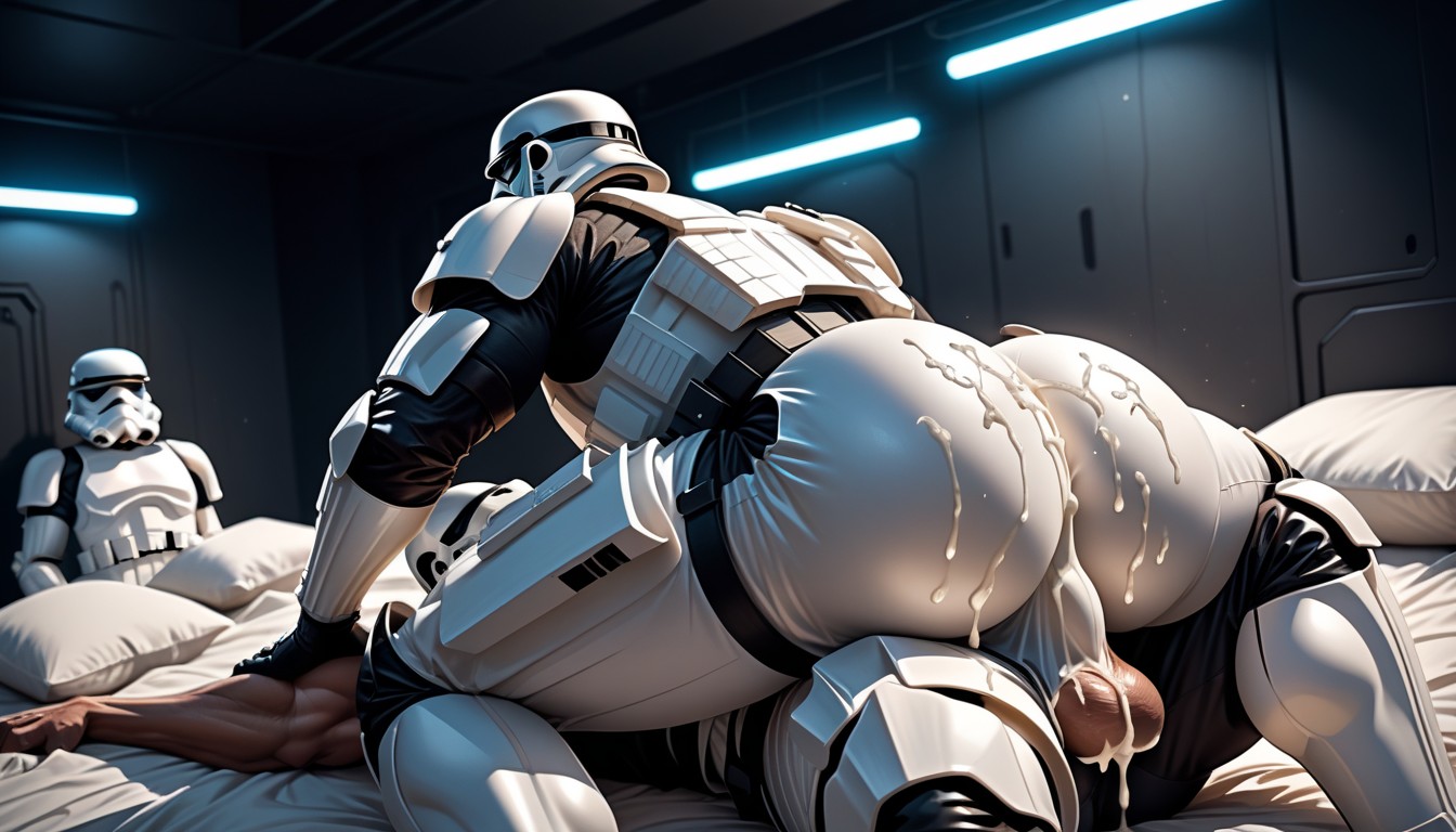 Stormtrooper Helmet, Slutty Stormtrooper Armor, Black Huge Crotch BulgePorno IA Gay