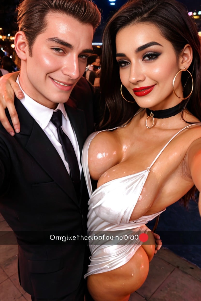 Underboob, Black Long Hair, Presenting Breasts AI Porn