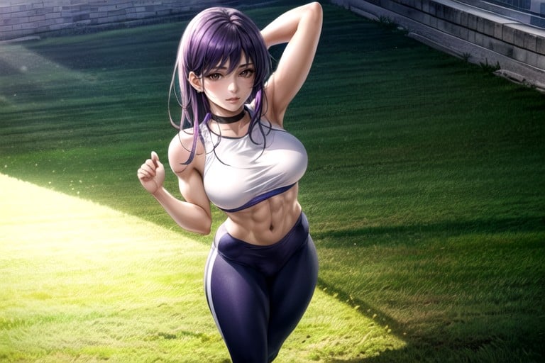 Ultra Violet Hair, Dynamic Athletic Pose, 18+ Hentai IA pornografia