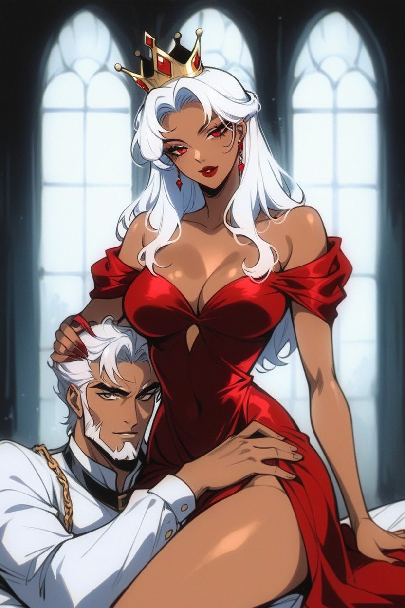 Red Gown, Front View, Off-shoulder Hentai AI Porn