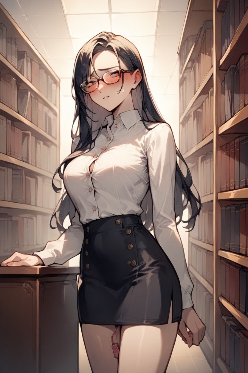 Library, Nerves, White Blouse Pornografia gay com IA