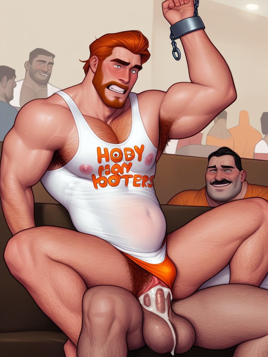Hairy Chest, Ginger Hair, Leaking Precum AI Gay Porn