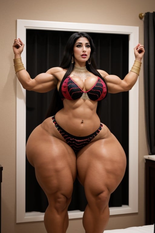 Gigantic Muscles, Hyper Massive Muscular Arms, Thick Lips Asian AI Porn