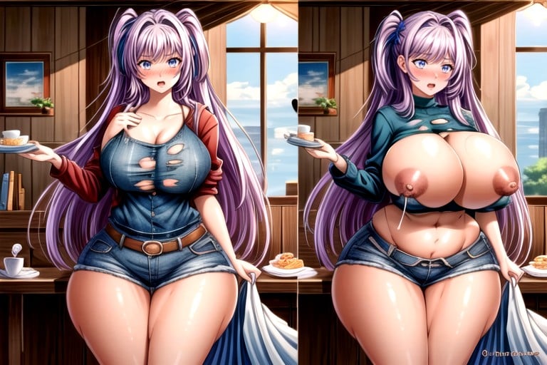 18+, Unreal Absurdly Hyper Gargantuan Fat Expanding Swelling Enlarging Larger Boobs, Absurdly Hugely Hyper Immense Fat Breast ExpansionAI黃漫