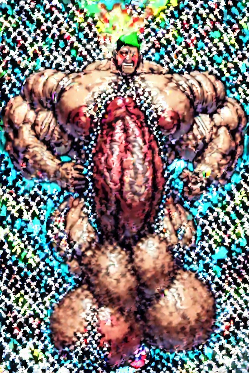 Impossibly Huge Muscle Growth, Exploding With Cock Growth, Surprised Face Looking Down AI Gay Porn