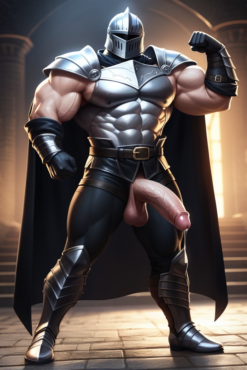 One Person, Six Pack Abs Imprinted On Armor, Exposed Penis AI Gay Porn