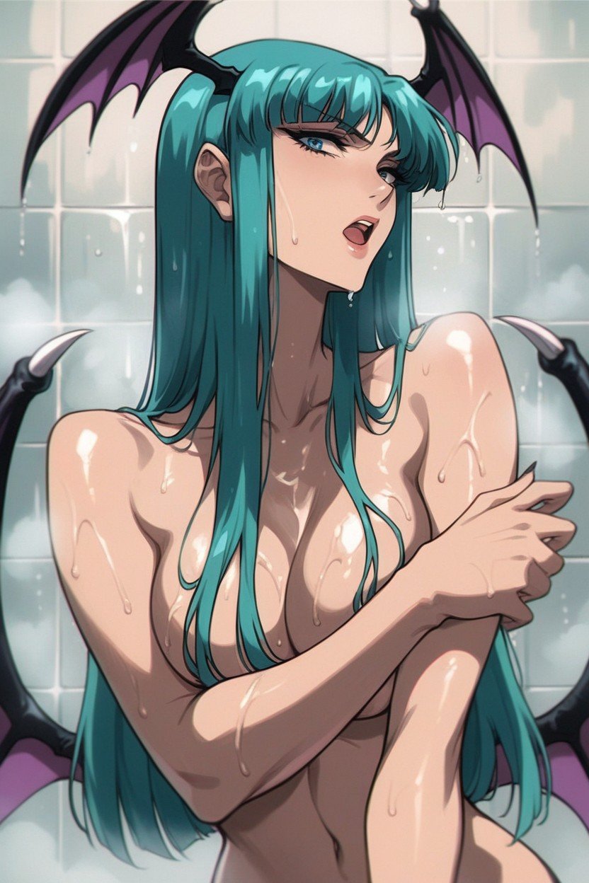 Morrigan Aensland From Darkstalkers, Peito Grande, Banho Hentai IA pornografia