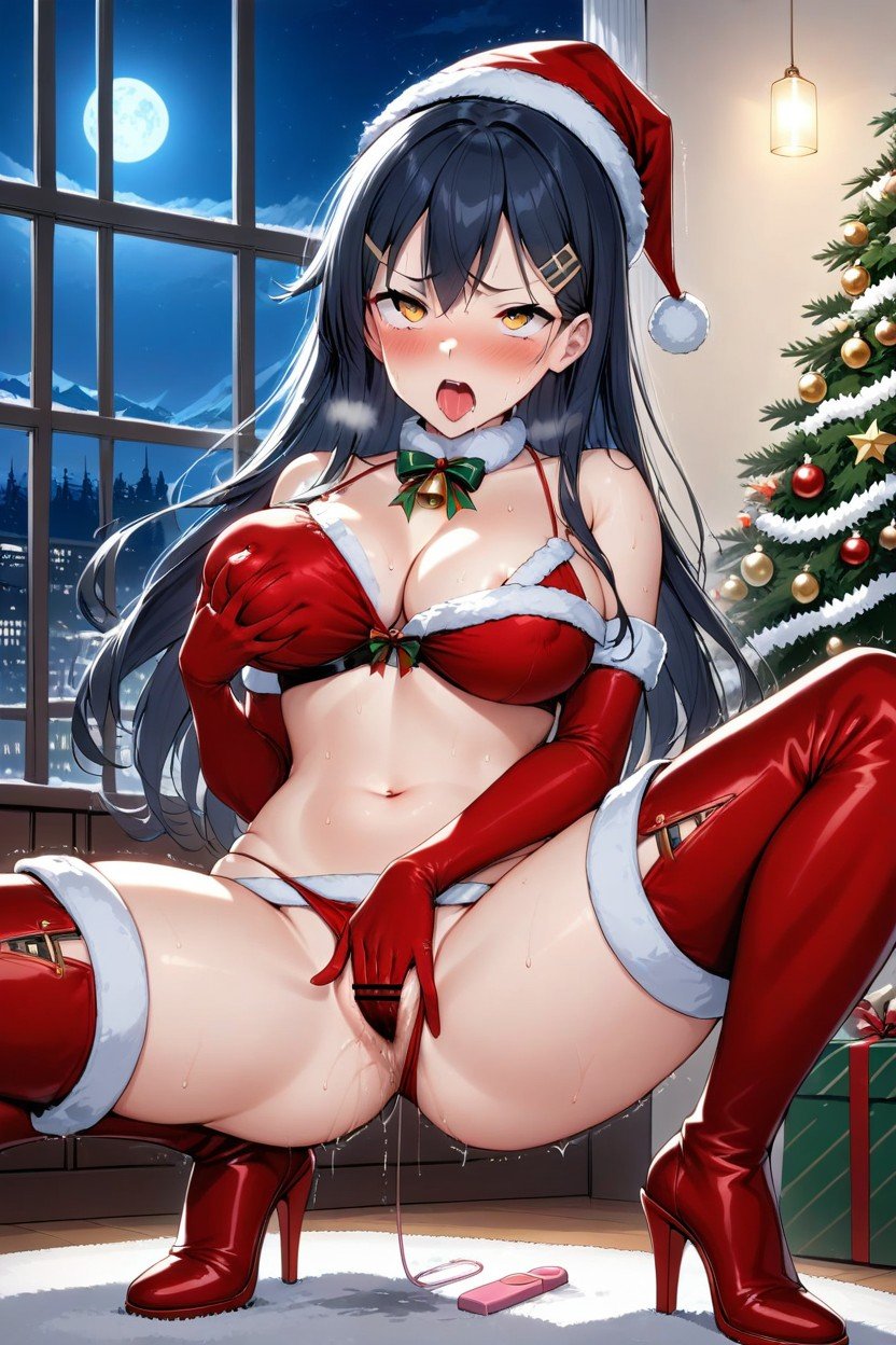 Santa Hat, Masturbação Feminina, Nsfw Hentai IA pornografia