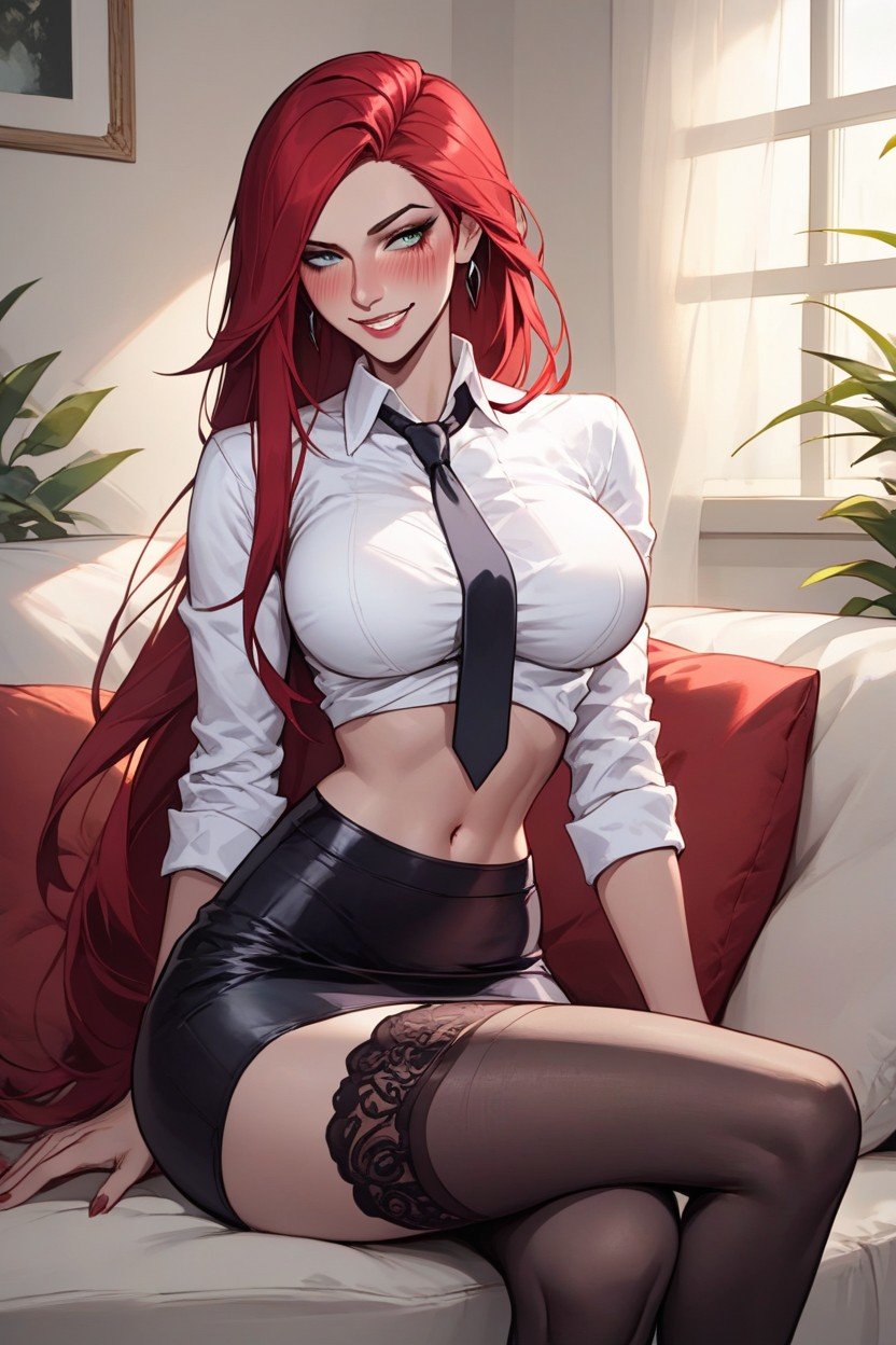 Katarina From League Of Legends, 귀여운 얼굴, 몸에 딱 맞는 옷헨타이 AI 포르노