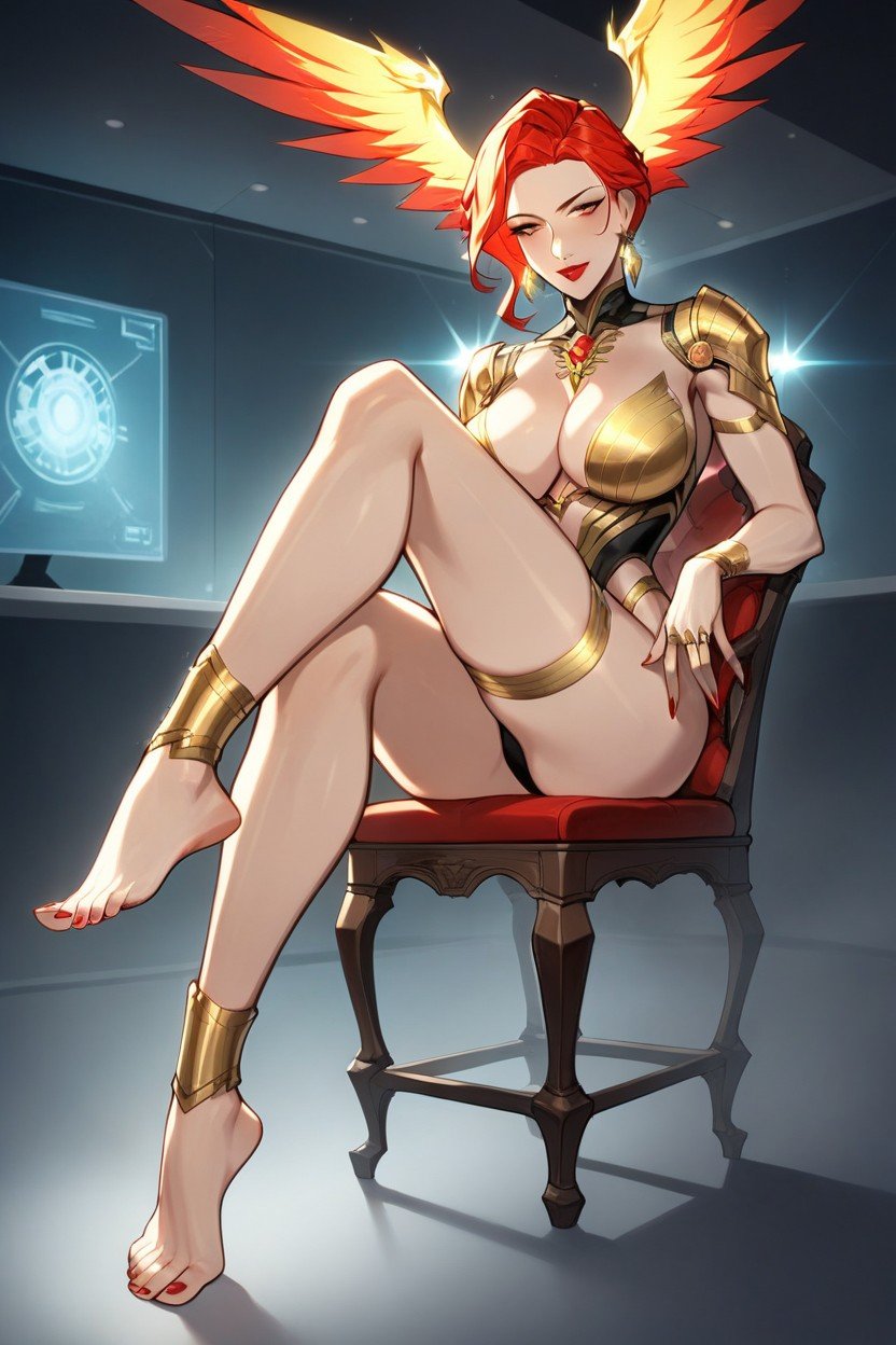 Her Iconic Green And Gold Phoenix Costume Clinging To Her Curves, Inviting Admiration In This Provocative Yet Powerful Moment, Accentuating Her Powerful Yet Alluring Figure Her Fiery Red Hair Spills Over Her ShouldersHentai KI Porno