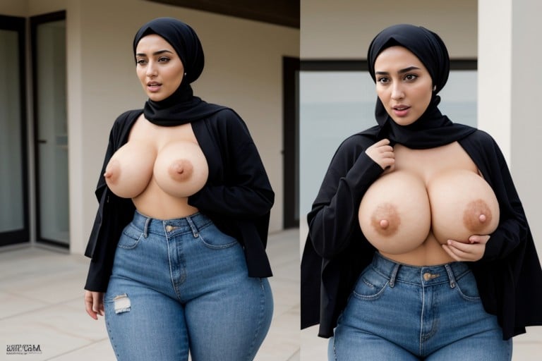 Extremely Large Ass, Bbw, Black Hijab AI Gay Porn