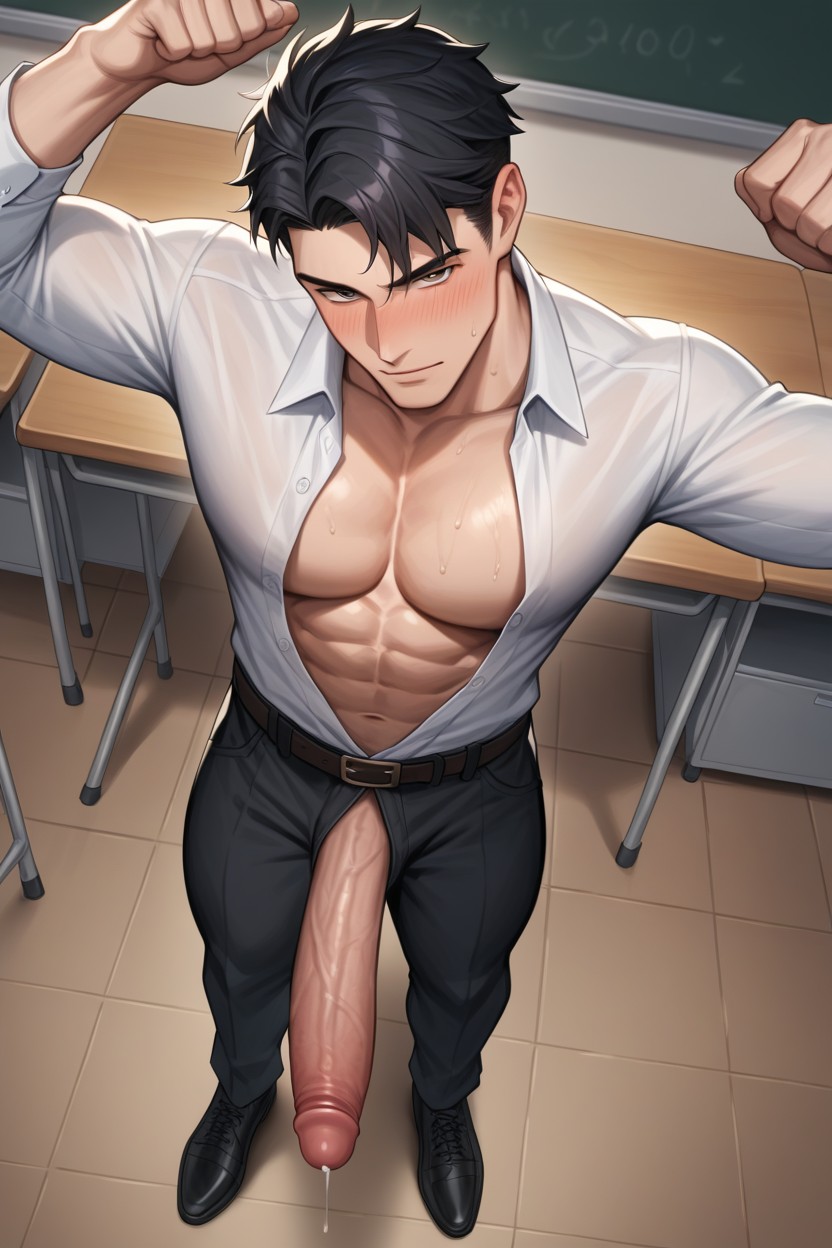 Fully Clothed, Light Skin Dick, Long Dick AI Gay Porn