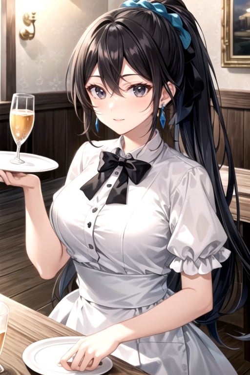 Black Eyes, Waiter, White Dress ShirtアジアのAIポルノ