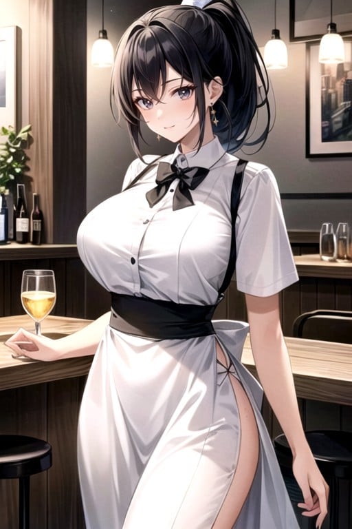 Waitress, Earrings, DeltamonアジアのAIポルノ