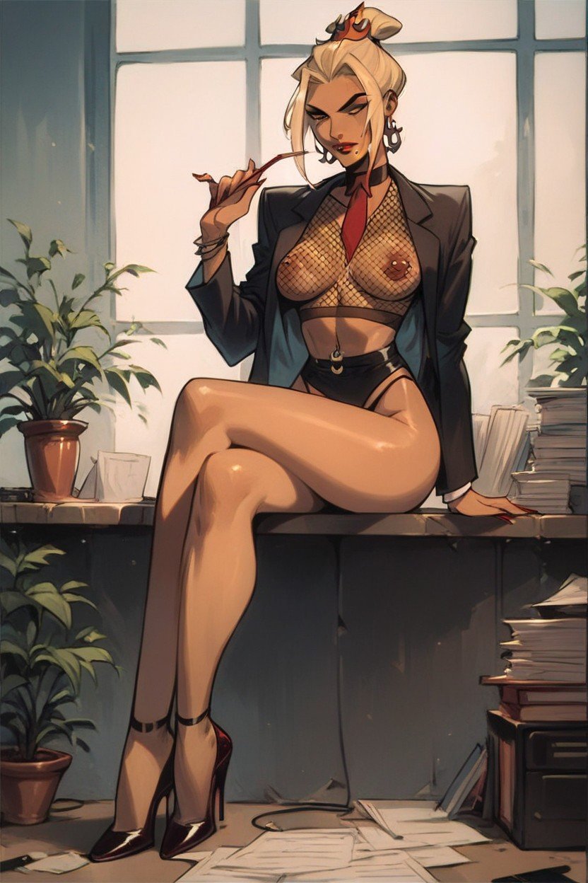 Pantsuit, Azula From Avatar And She Has Blonde Hair, Business Woman Hentai AI Porn