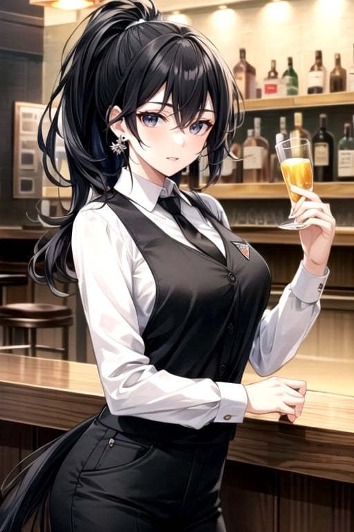 18+, Waitress, Black Trousers아시아 AI 포르노