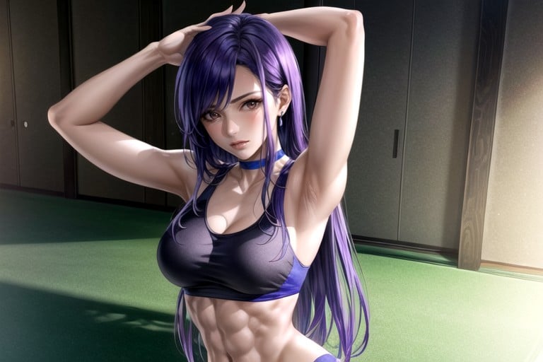 Abs, Medium White Skin, Detailed Background Of A Stadium For AthletesAI國產黃片