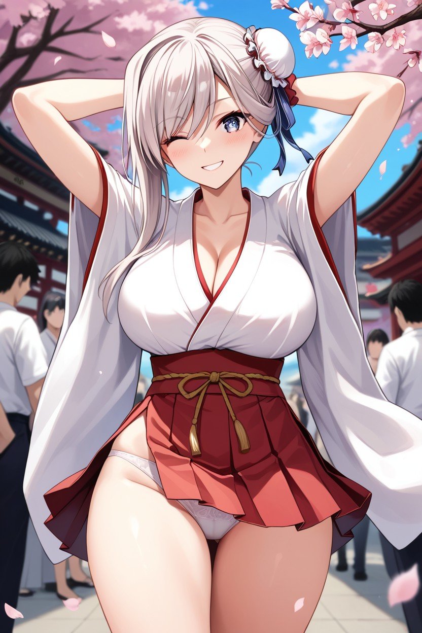 Wink, White Kimono, Hairbun Hentai AI Porn