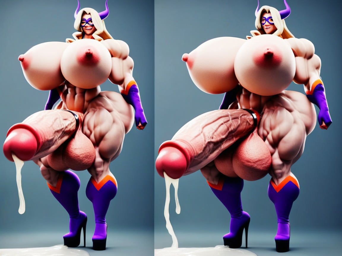 Standing, Futanari, Gigantic Muscles Travesti IA Pornô