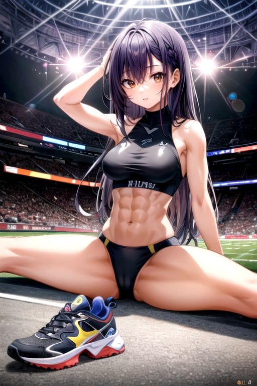 Detailed Background Of A Stadium For Athletes, 작은 엉덩이, Sports Panties And Crop Top헨타이 AI 포르노