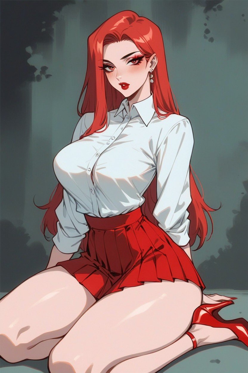 Tight White Shirt, Kneeling, Pale SkinHentai IA