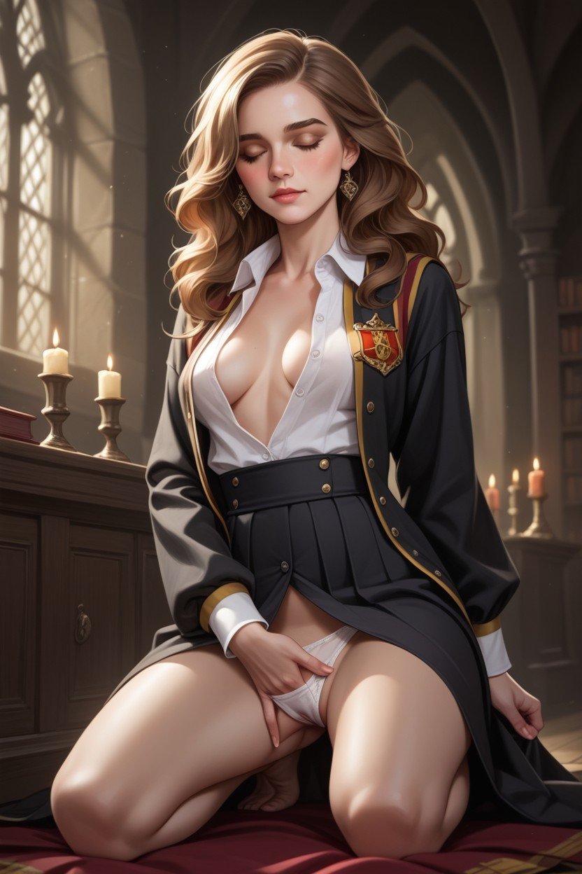 Hogwarts, Embarrassed , Side View Hentai AI Porn