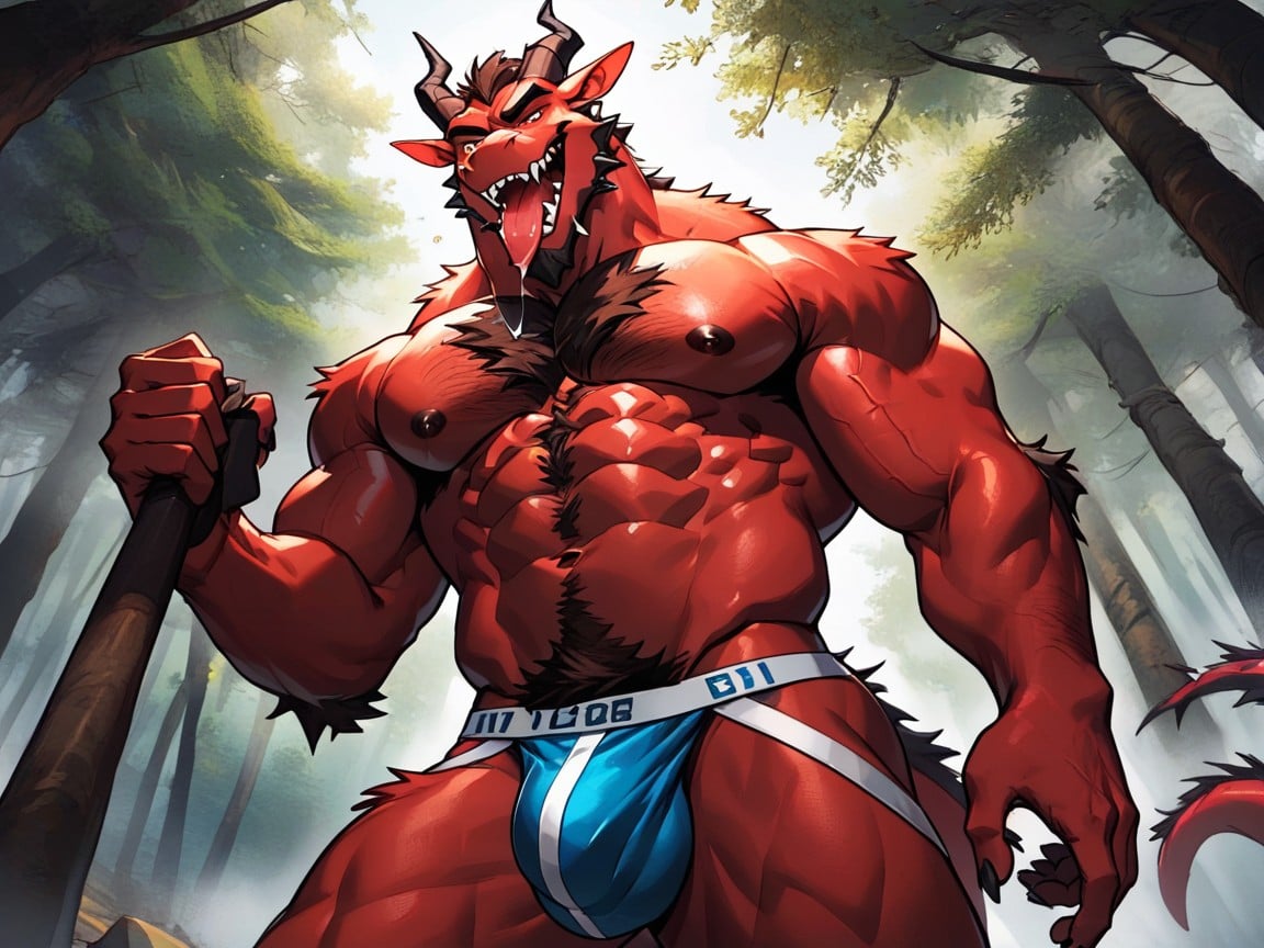 Treasure Trail With Thick Curly Bush Of Pubic Hair, Nighttime, Sexy AI Gay Porn
