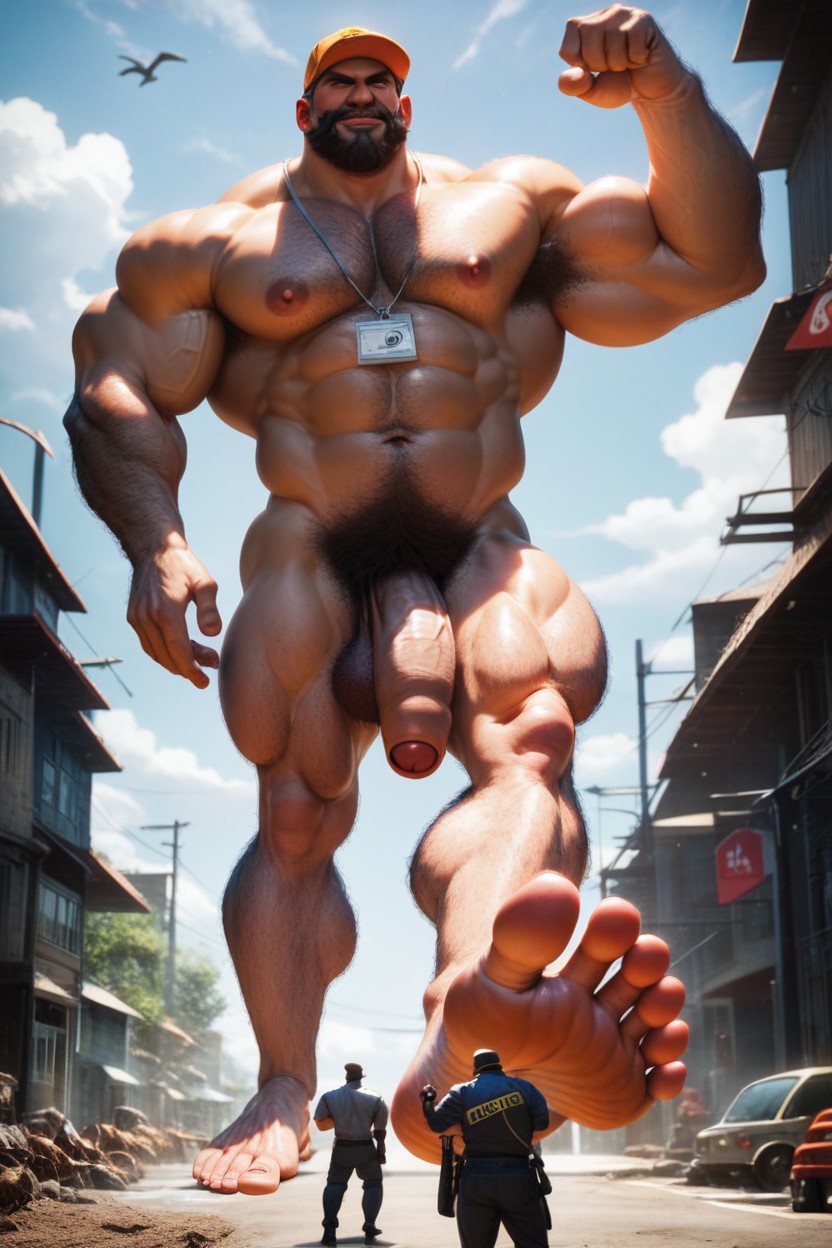 Big Soles Dynamic Action Pose, Big Toes, With Big Feet Feet AI Gay Porn