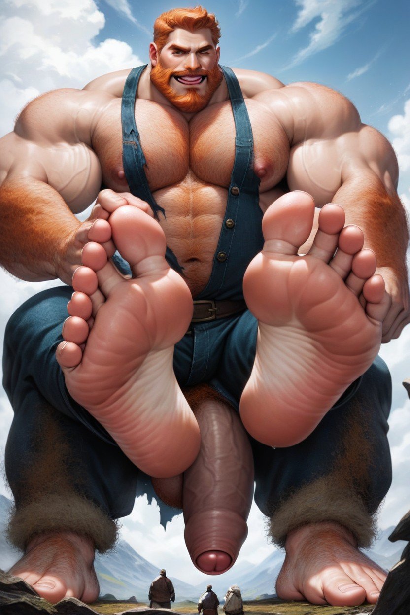 Thick Foreskin, A Man Is Worshipping His Feet, With Big Feet Feet AI Gay Porn