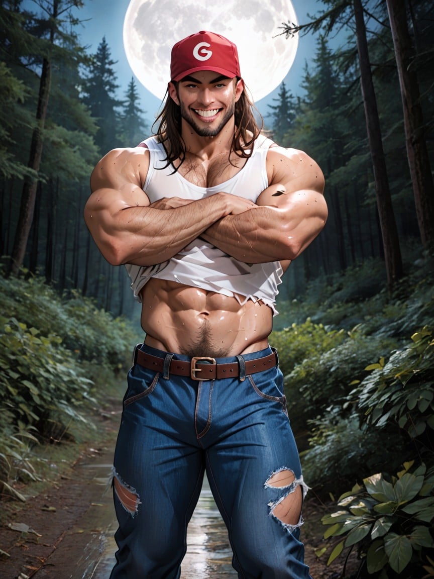 Long Length, Model, Thick Brown Facial Hair AI Gay Porn