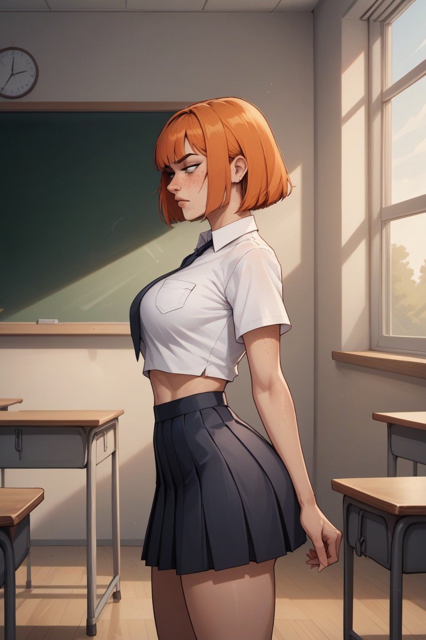 Classroom, Waist Wide Hips, Hourglass Figure Stomach ゲイAIポルノ