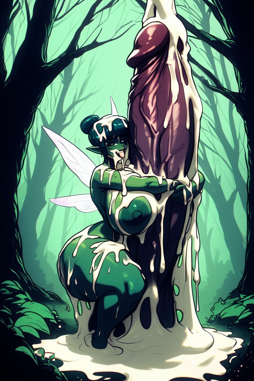 Huge Amount Of Cum, Giant Oversized Cock, Forest AI Porn