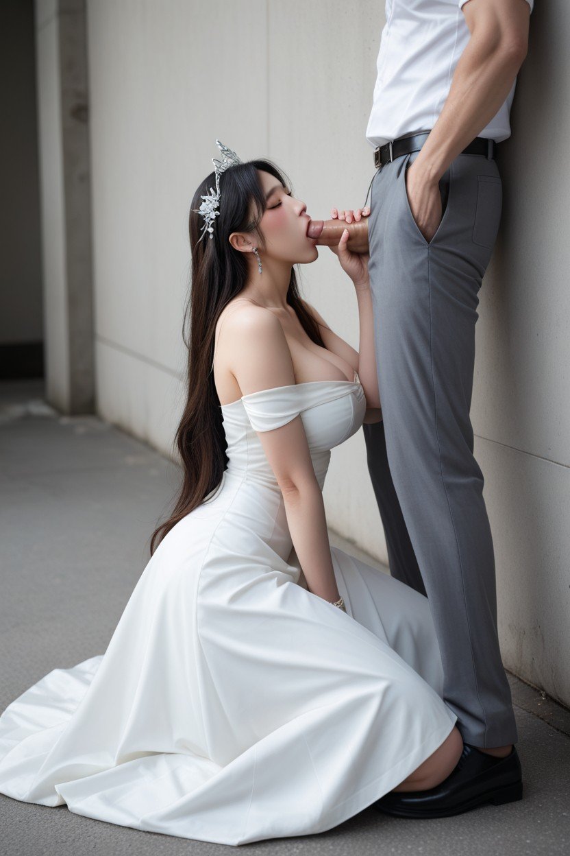 18+, Kneels On The Ground, Very Long Flowy Ballgown Princess Dress Extended Circulary On The GroundAI國產黃片