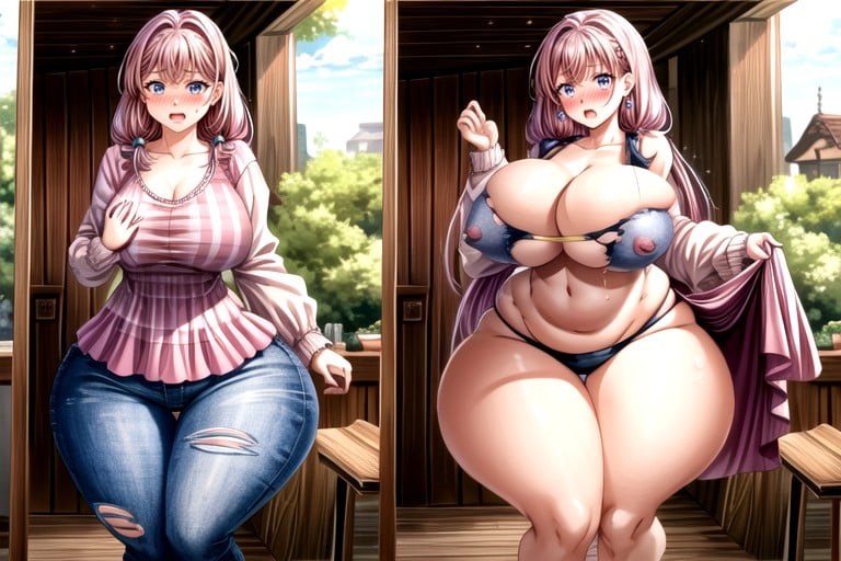 Absurdly Hyper Giant Mega Fat Ass, 분할 화면, Absurdly Hugely Hyper Immense Fat Breast Expansion아시아 AI 포르노