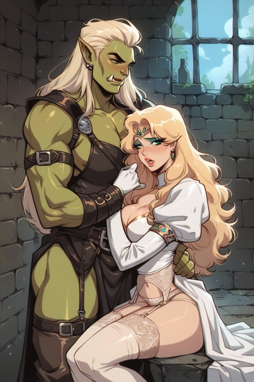 Full Lips, Long Blonde Hair, Green Skin Hentai AI Porn