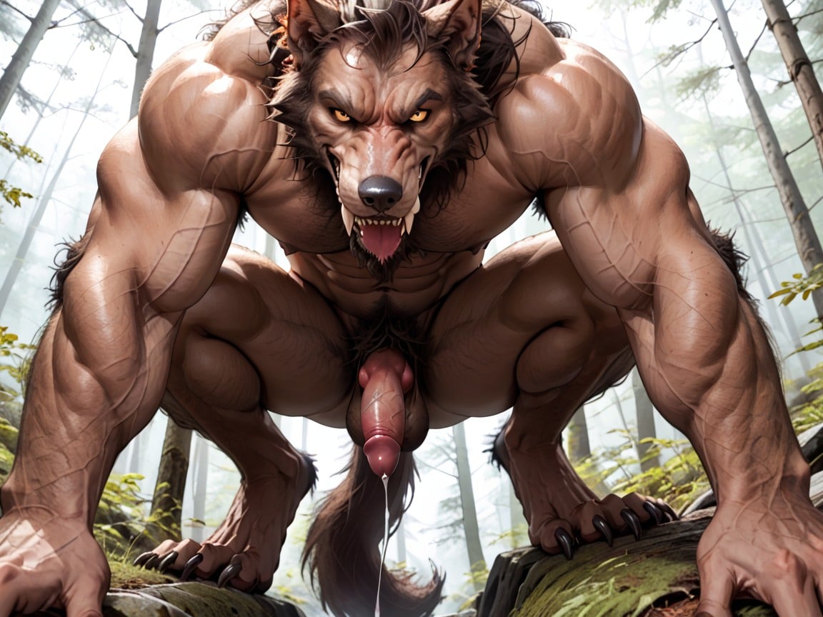 Muscular Werewolf, Mythical Monster, Anthro Art Werewolf AI Gay Porn