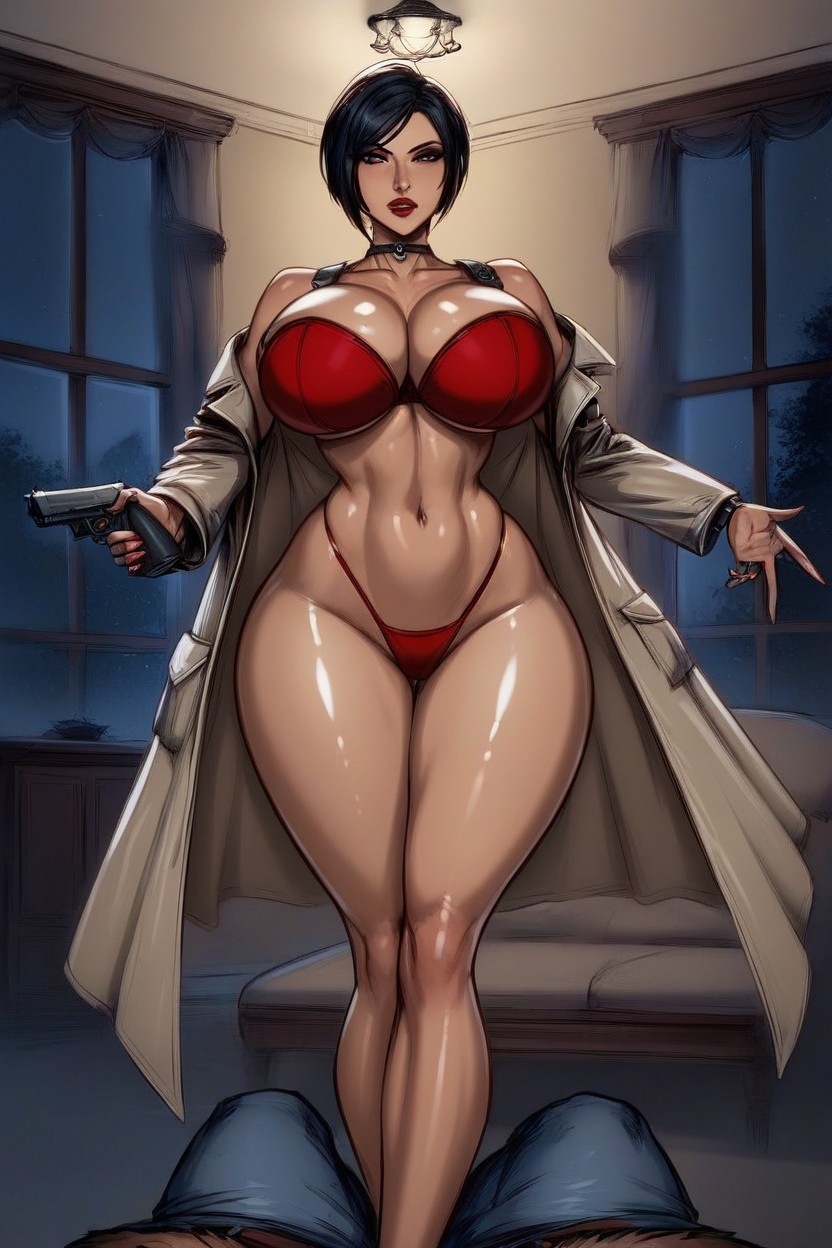 Wearing Holster, Night, Sitting Down AI Porn