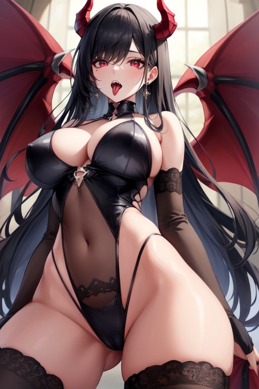 Thighs, Showing Tongue, Big Demon Wings 게이 AI 포르노