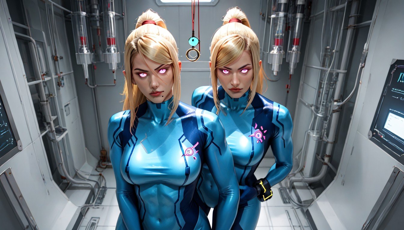 Samus Aran, De Cima Para Baixo, Full Body Suit Hentai IA pornografia