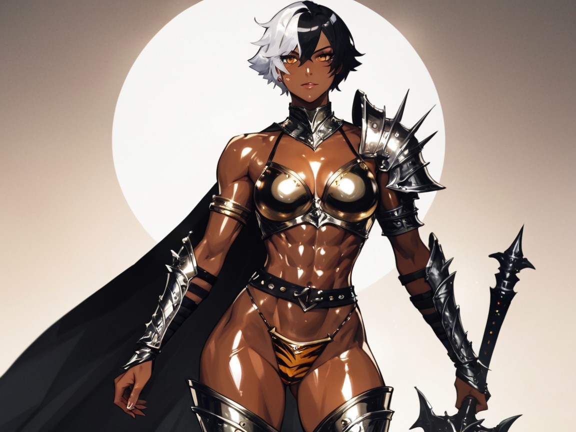 Chest And Hips Proportionate, White Hair, Black Hair With Silver Highlights Latina AI Porn