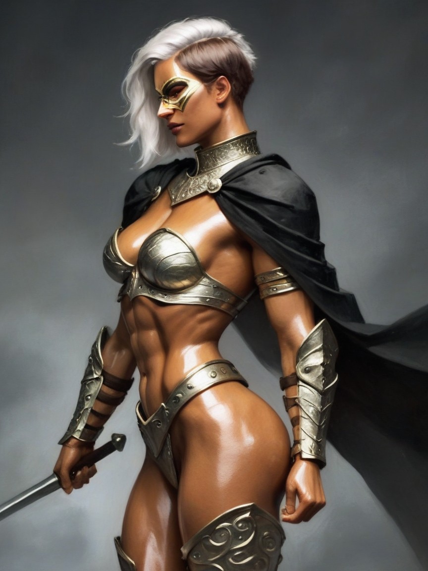 1 Person, Oiled Skin, Golden Brown Tan Skin AI Porn