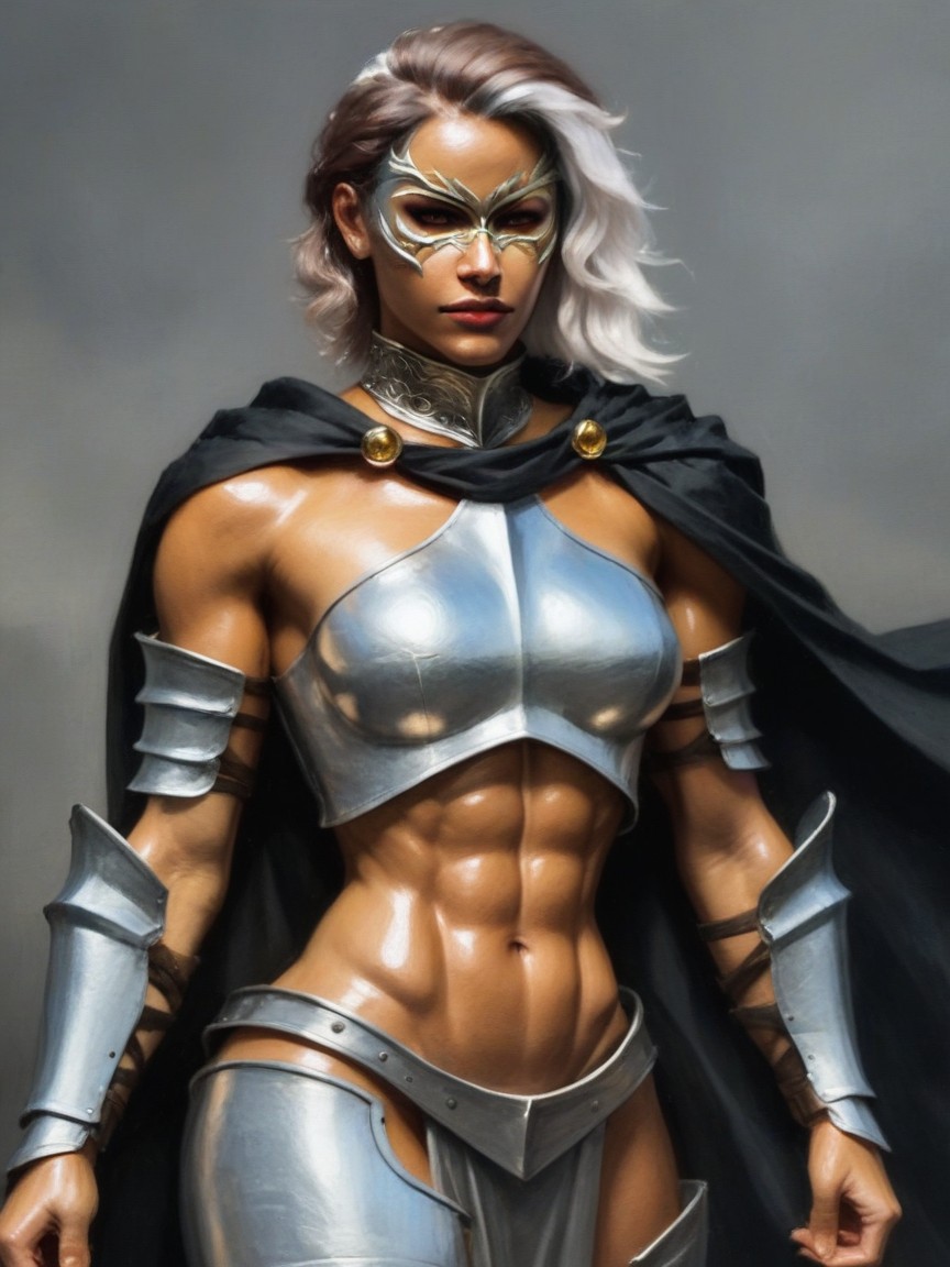 Silver War Skirt, Firm Breasts, White Hair AI Porn