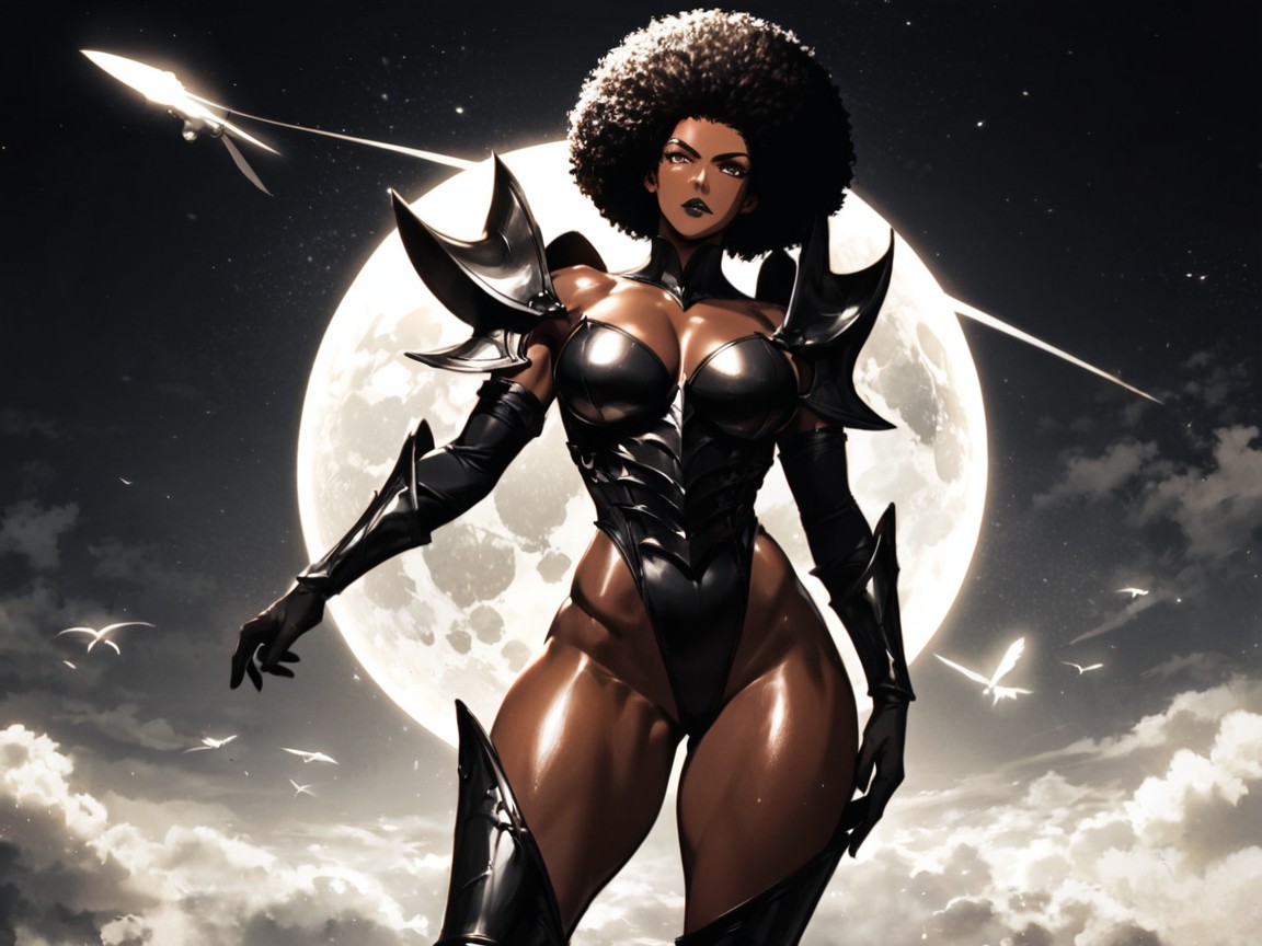 Dark Brown Skin, Snatched Waist, Airship Background ラティーナAIエロ